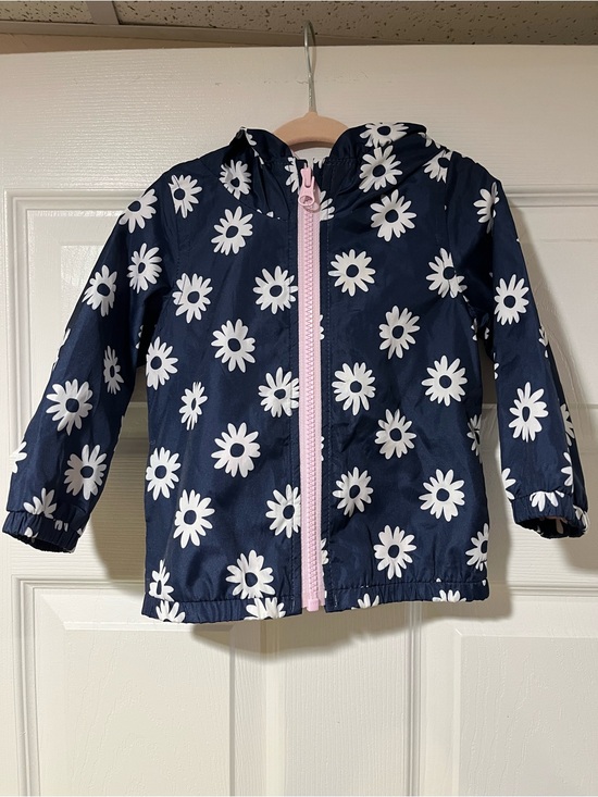 Carter's Other - Carter's Navy Daisy Hooded Raincoat Jacket with Pink Lining